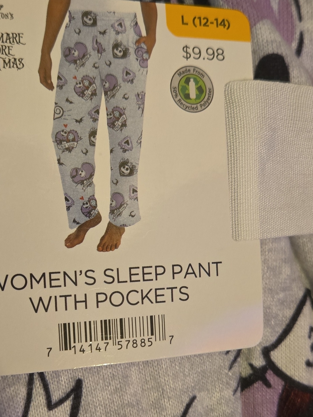Disney Women's Gray and Purple Nightmare Before Christmas Sleep Pants